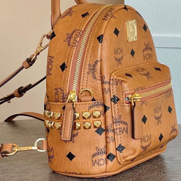 New MCM Baby Stark Stud Backpack Brand - Picture 7 of 9